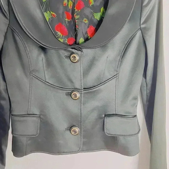 Vintage Dolce & Gabbana Only Under 40 Collection Black Satin Jacket Size 6 US - Picture 3 of 12